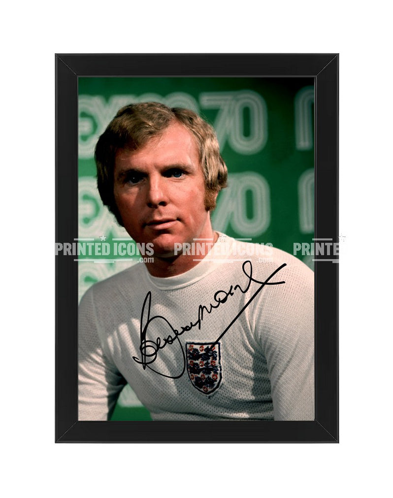 Framed Bobby Moore England captain football portrait