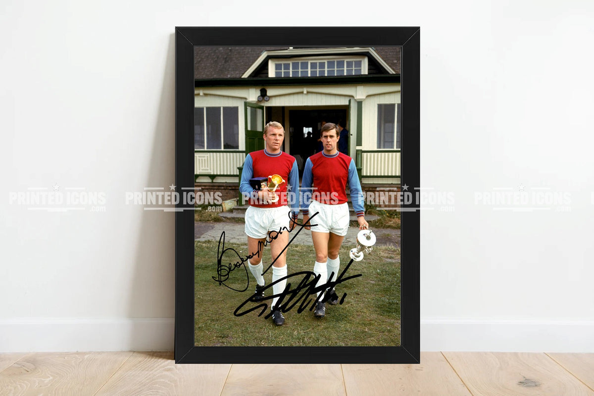 Bobby Moore Geoff Hurst framed West Ham United memorabilia football gift