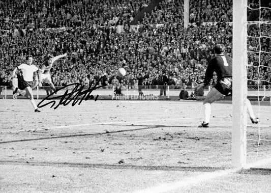 Geoff Hurst shooting in 1966 World Cup Final signed style photo print