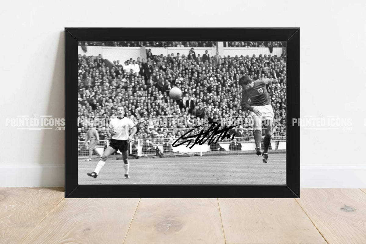 Geoff Hurst 1966 England football memorabilia print in black frame