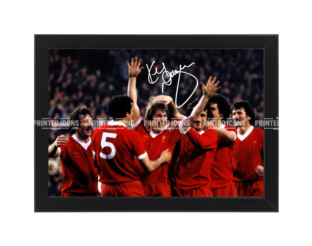 Kenny Dalglish Liverpool FC goal celebration signed photo print in black frame