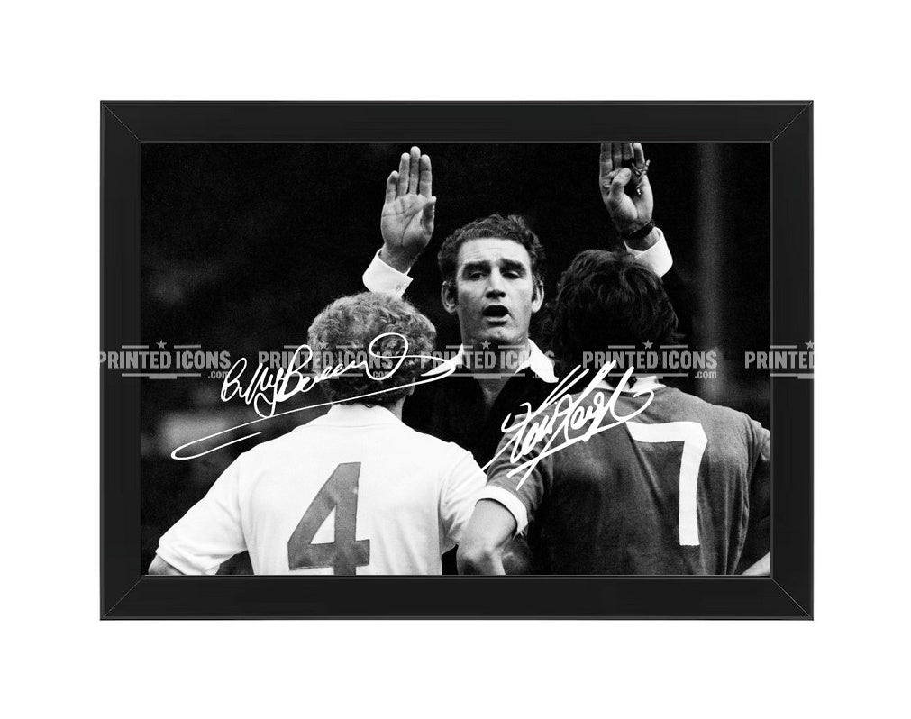 Billy Bremner and Kevin Keegan 1974 Charity Shield signed photo in black frame