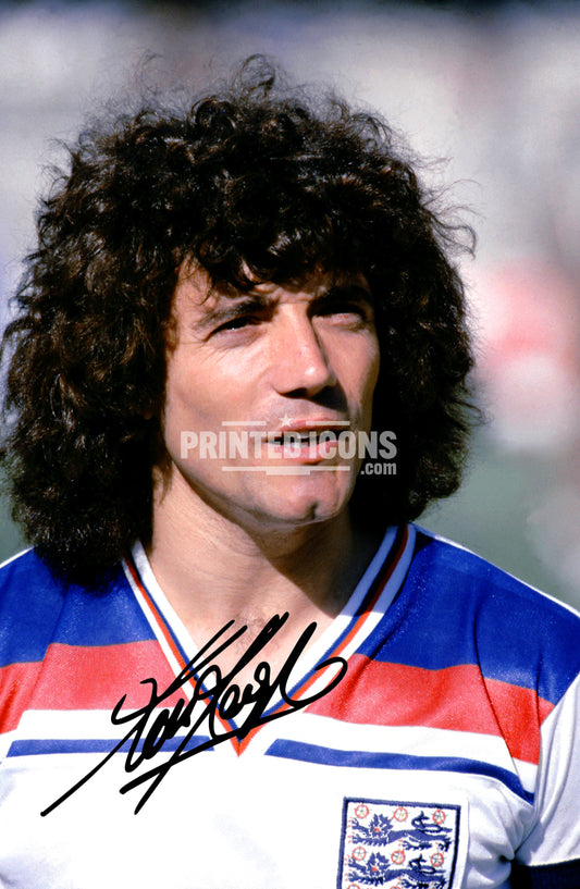 Kevin Keegan England football portrait with printed autograph
