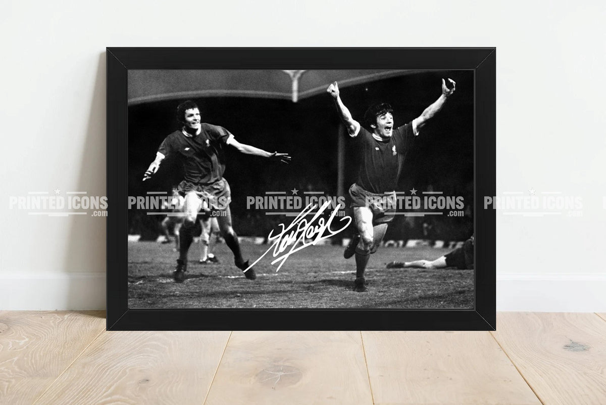 Kevin Keegan Liverpool signed photo print in black frame displayed against wall