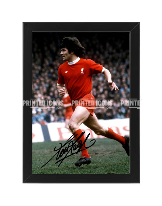 Kevin Keegan Liverpool football memorabilia signed photo print displayed in a black frame on a white background, ideal Liverpool FC fan gift.