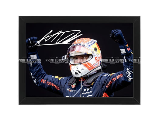 Max Verstappen F1 signed photo print with printed autograph. Framed Option available.