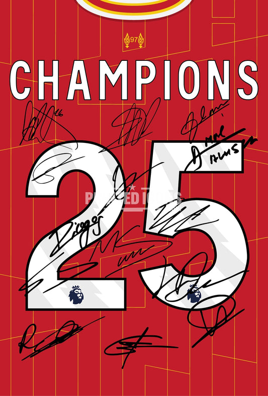 2025 Champions Liverpool Multi Signed Print Photo