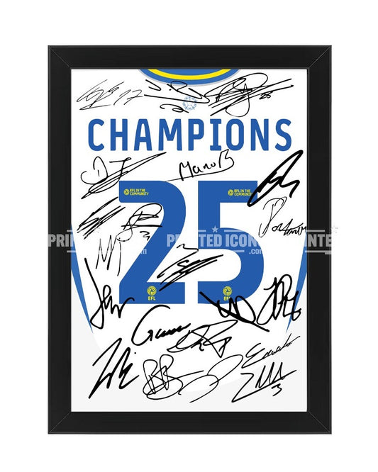 Leeds United 2025 Championship Champions multi signed framed photo print