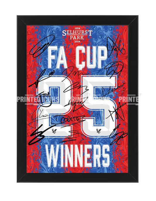 Framed Crystal Palace 2025 FA Cup Winners multi autograph print