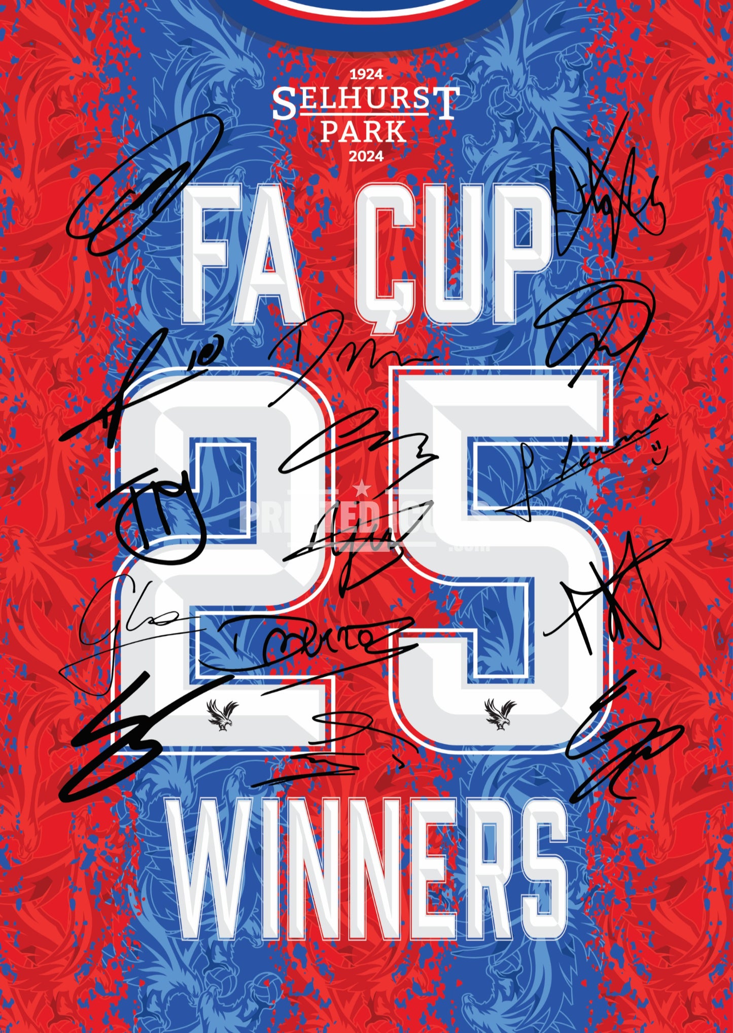 2025 FA Cup Winners Crystal Palace Multi Signed Print Photo Autograph